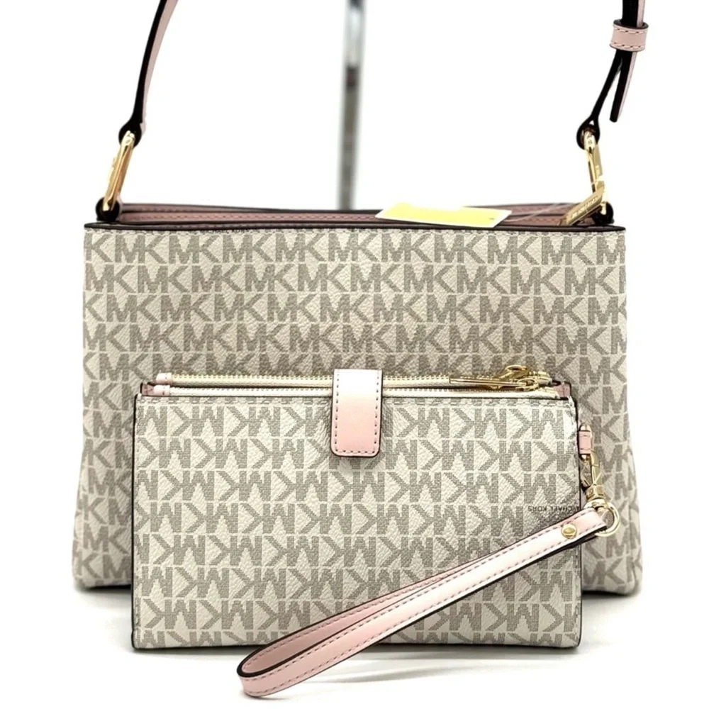 Michael Kors Trisha MD Triple Compartment Xbody Bag & Double Zip Wallet Set